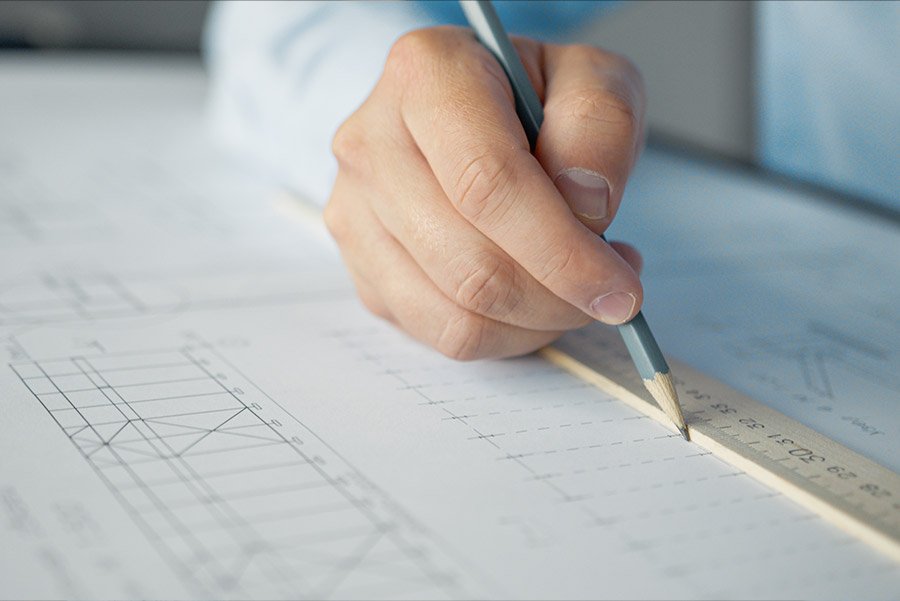 hand drawing design with ruler and pencil